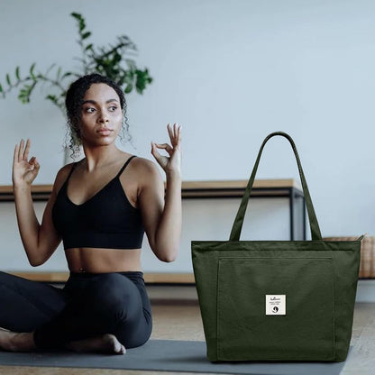 WLLWOO Yoga Mat Carrier Bag for Women Canvas Carryall Tote Gym Pilates