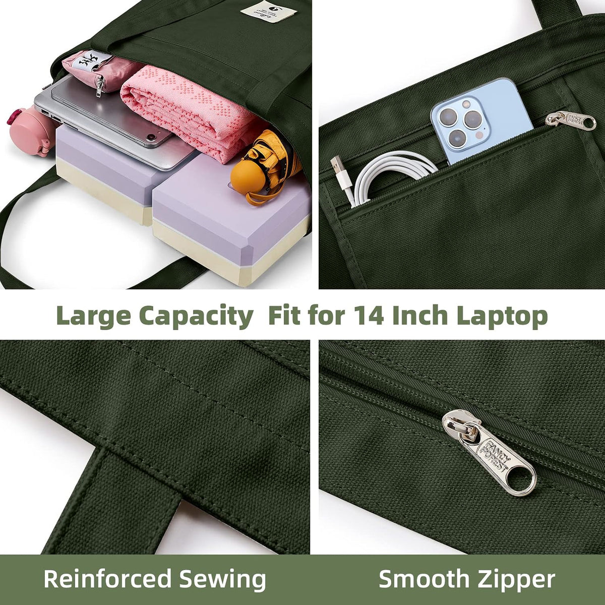 WLLWOO Yoga Mat Carrier Bag for Women Canvas Carryall Tote Gym Pilates
