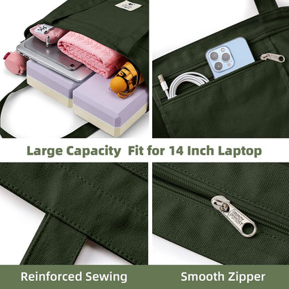 WLLWOO Yoga Mat Carrier Bag for Women Canvas Carryall Tote Gym Pilates