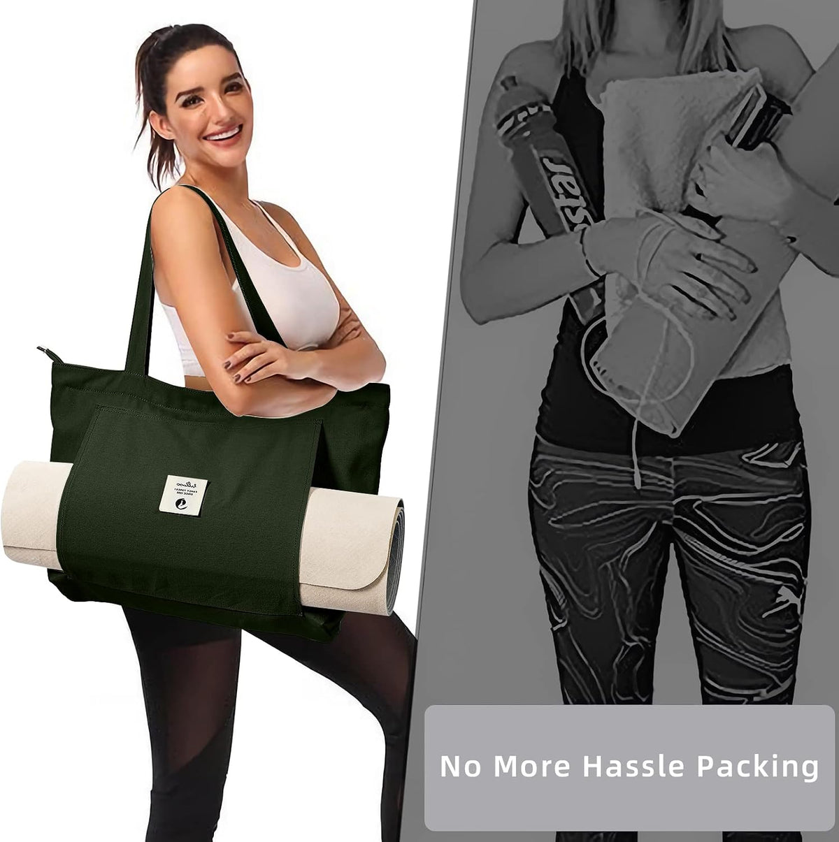 WLLWOO Yoga Mat Carrier Bag for Women Canvas Carryall Tote Gym Pilates