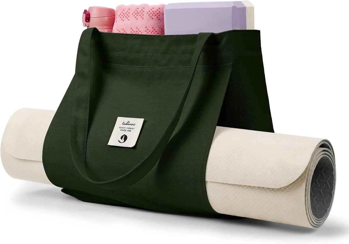 WLLWOO Yoga Mat Carrier Bag for Women Canvas Carryall Tote Gym Pilates