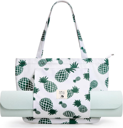 WLLWOO Yoga Mat Carrier Bag for Women Canvas Carryall Tote Gym Pilates