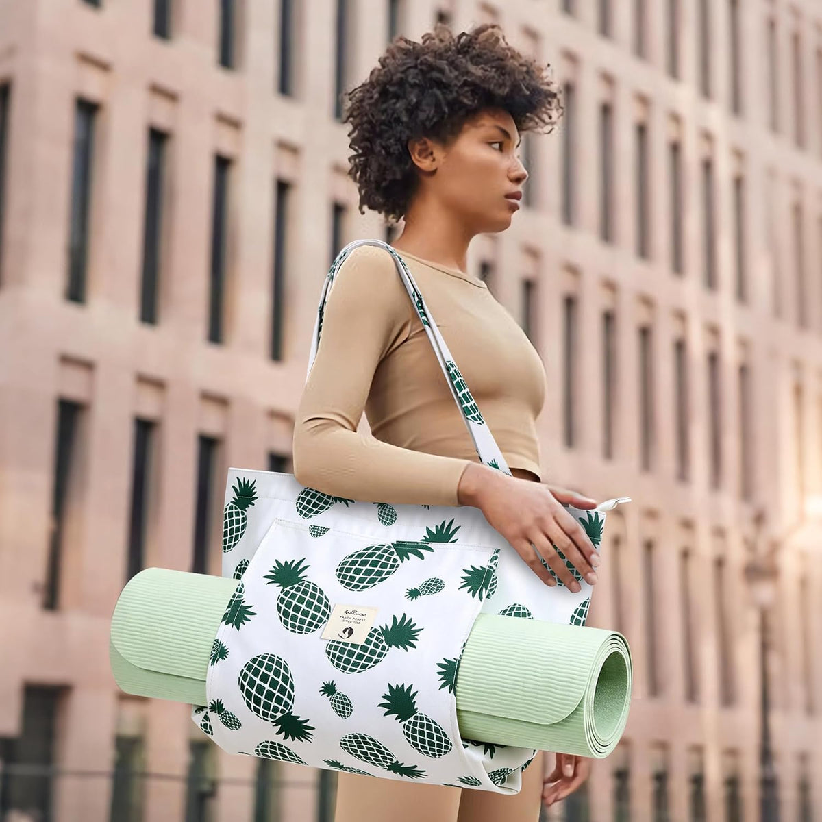 WLLWOO Yoga Mat Carrier Bag for Women Canvas Carryall Tote Gym Pilates