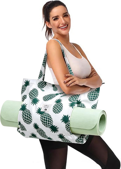 WLLWOO Yoga Mat Carrier Bag for Women Canvas Carryall Tote Gym Pilates