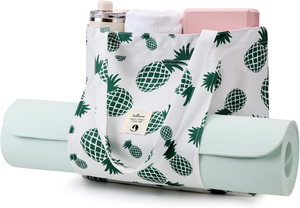 WLLWOO Yoga Mat Carrier Bag for Women Canvas Carryall Tote Gym Pilates