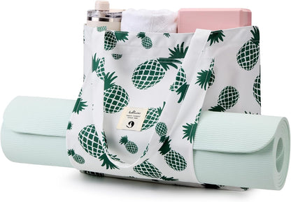 WLLWOO Yoga Mat Carrier Bag for Women Canvas Carryall Tote Gym Pilates