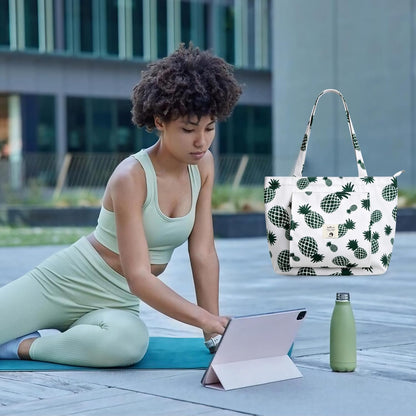 WLLWOO Yoga Mat Carrier Bag for Women Canvas Carryall Tote Gym Pilates
