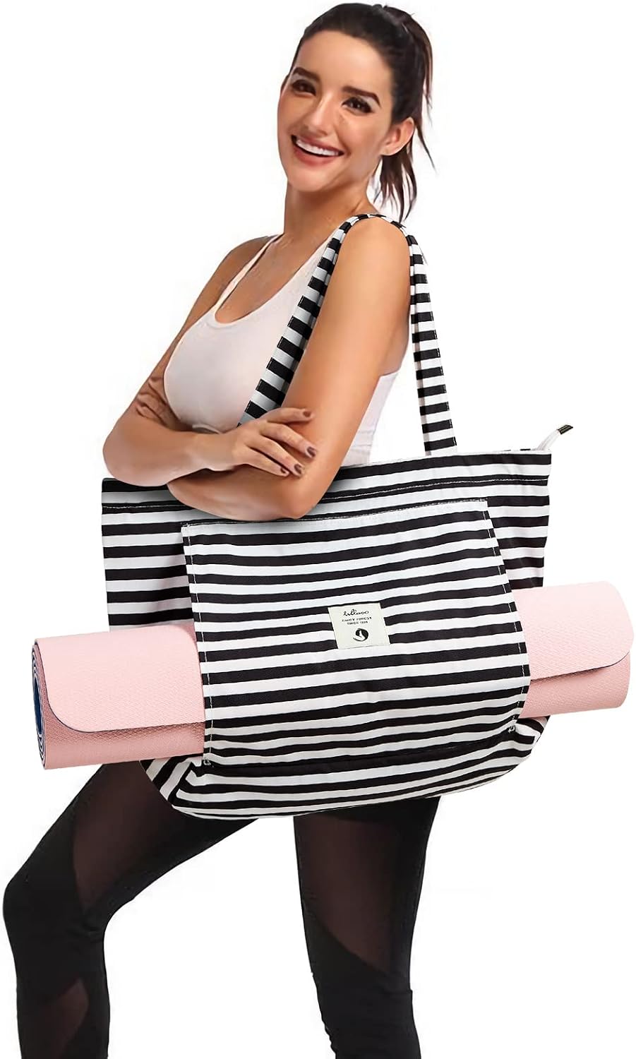 WLLWOO Yoga Mat Carrier Bag for Women Canvas Carryall Tote Gym Pilates