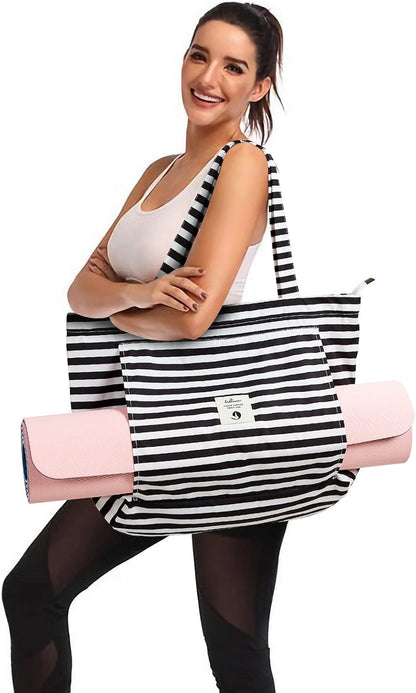 WLLWOO Yoga Mat Carrier Bag for Women Canvas Carryall Tote Gym Pilates
