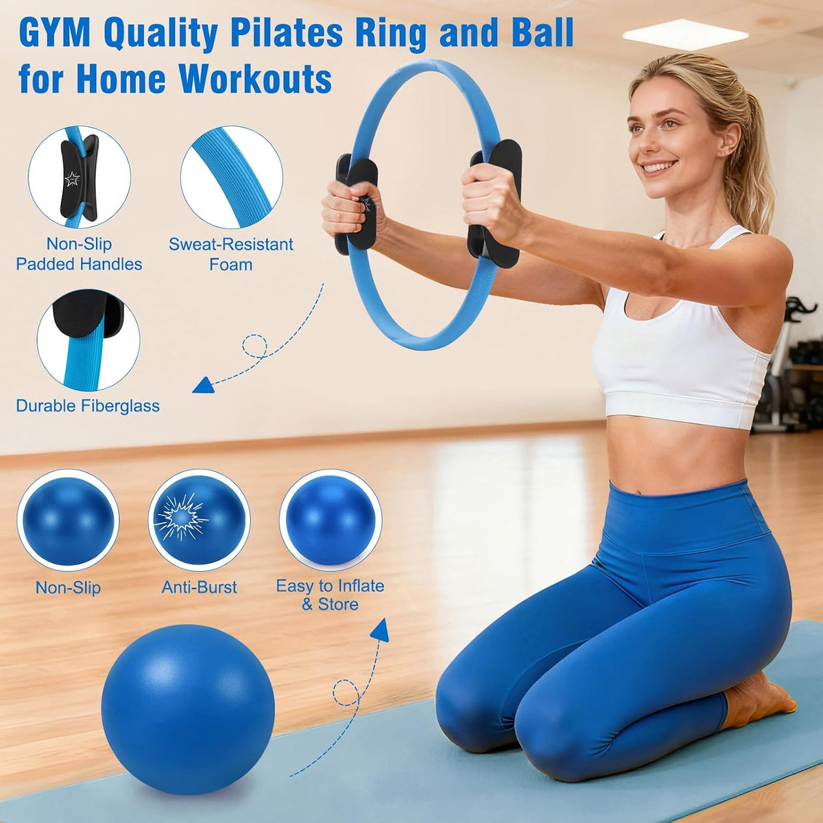 Pilates Kit Equipment, Pilates Ring and Ball for Women Home Workout