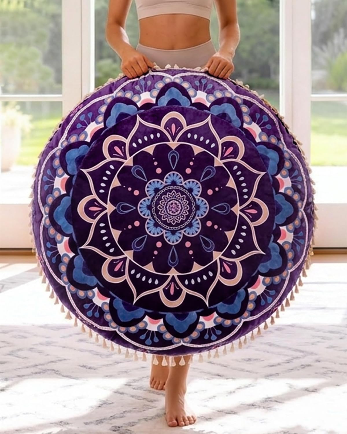 Meditation Cushion, Large Velvet Floor Pillow for Yoga, Meditation