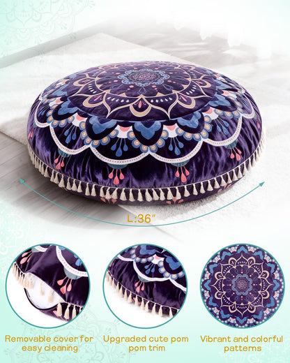 Meditation Cushion, Large Velvet Floor Pillow for Yoga, Meditation