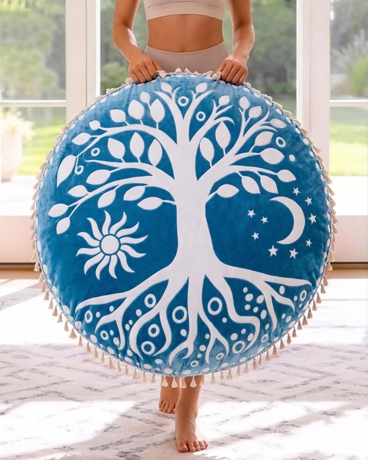 Meditation Cushion, Large Velvet Floor Pillow for Yoga, Meditation