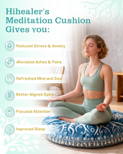 Meditation Cushion, Large Velvet Floor Pillow for Yoga, Meditation