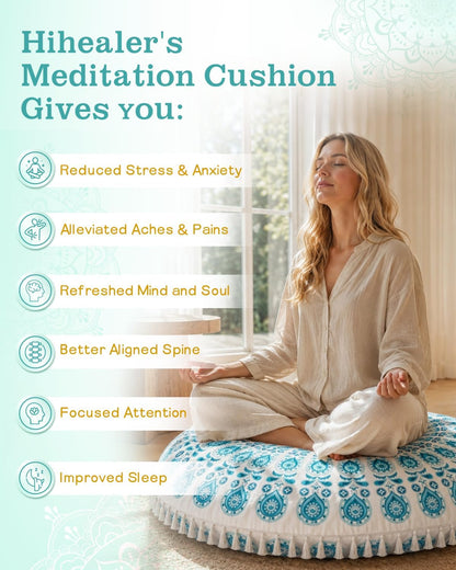 Meditation Cushion, Large Velvet Floor Pillow for Yoga, Meditation