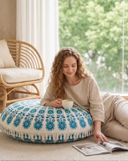 Meditation Cushion, Large Velvet Floor Pillow for Yoga, Meditation