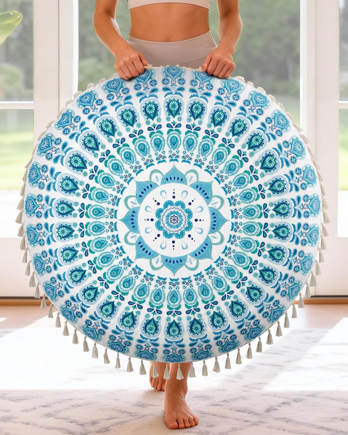 Meditation Cushion, Large Velvet Floor Pillow for Yoga, Meditation