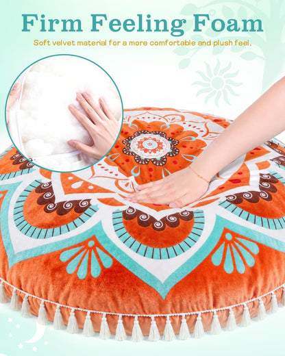 Meditation Cushion, Large Velvet Floor Pillow for Yoga, Meditation