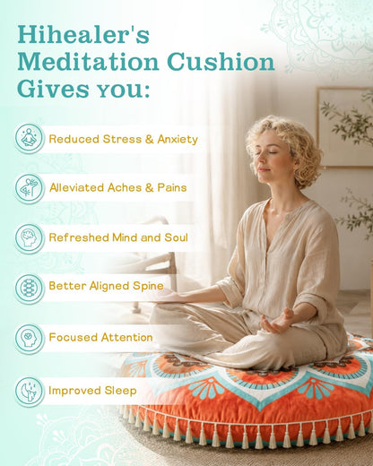 Meditation Cushion, Large Velvet Floor Pillow for Yoga, Meditation
