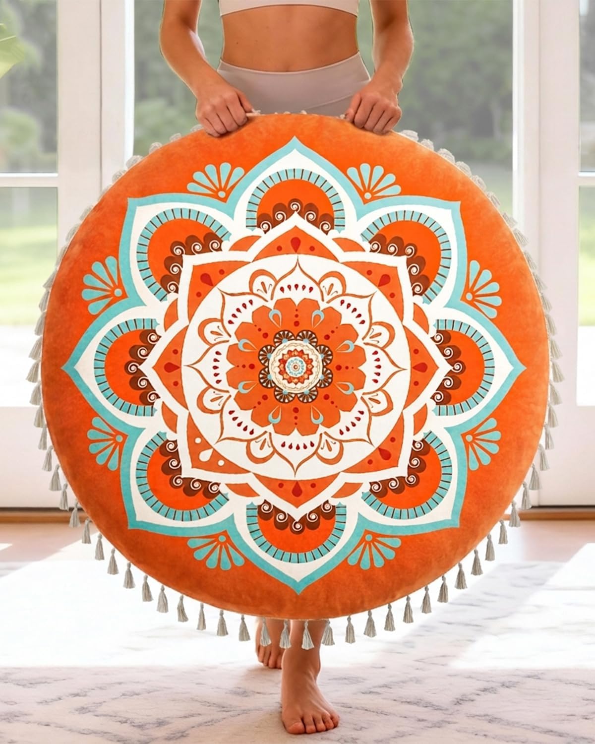 Meditation Cushion, Large Velvet Floor Pillow for Yoga, Meditation