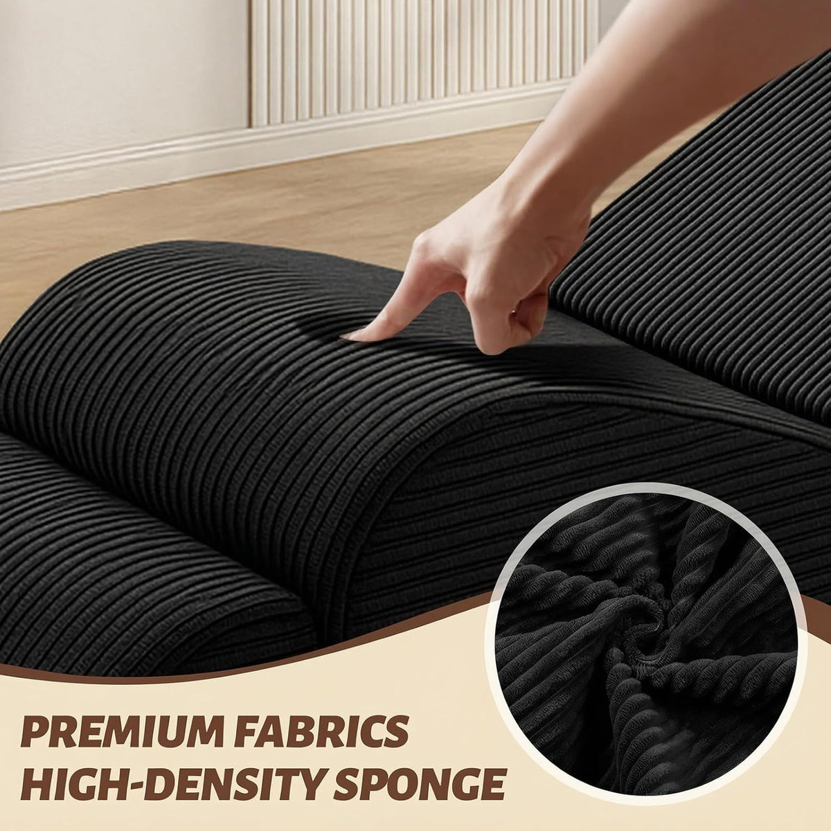 Yoga Chair Lounge for Adult, Ergonomic Foam Chaise Lounge Chair Indoor with Side Pocket, Headrest, Waist Pad, Ottoman, Perfect for Stretching, Massage, and Relaxation, No Assembly Required(Black)