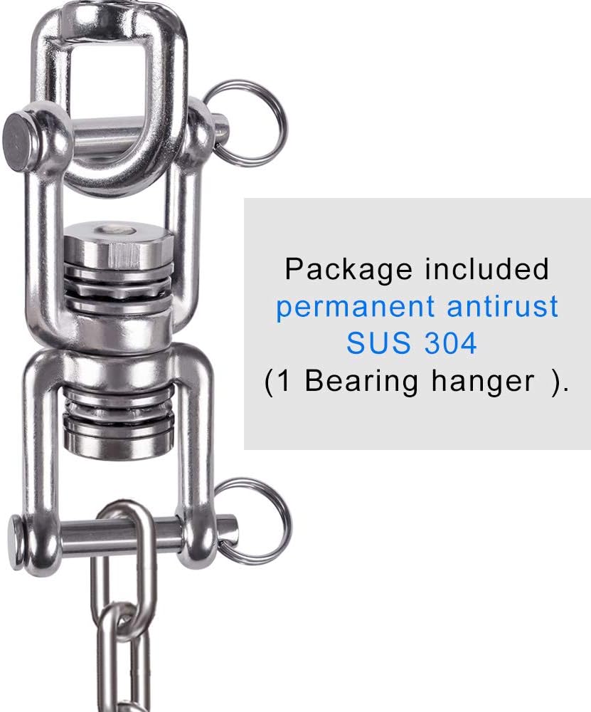Dual Hanging Rings Hammock Swing Hanger, Swivel Stainless Steel Mounting Bearing Set D Shape Open Loop for Indoor Outdoor Playground Chair Yoga Rope Punching Bag Sandbag