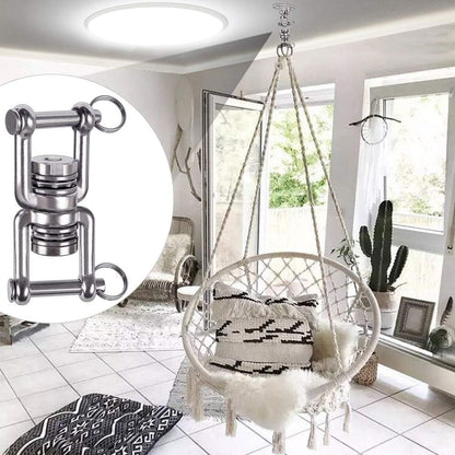 Dual Hanging Rings Hammock Swing Hanger, Swivel Stainless Steel Mounting Bearing Set D Shape Open Loop for Indoor Outdoor Playground Chair Yoga Rope Punching Bag Sandbag