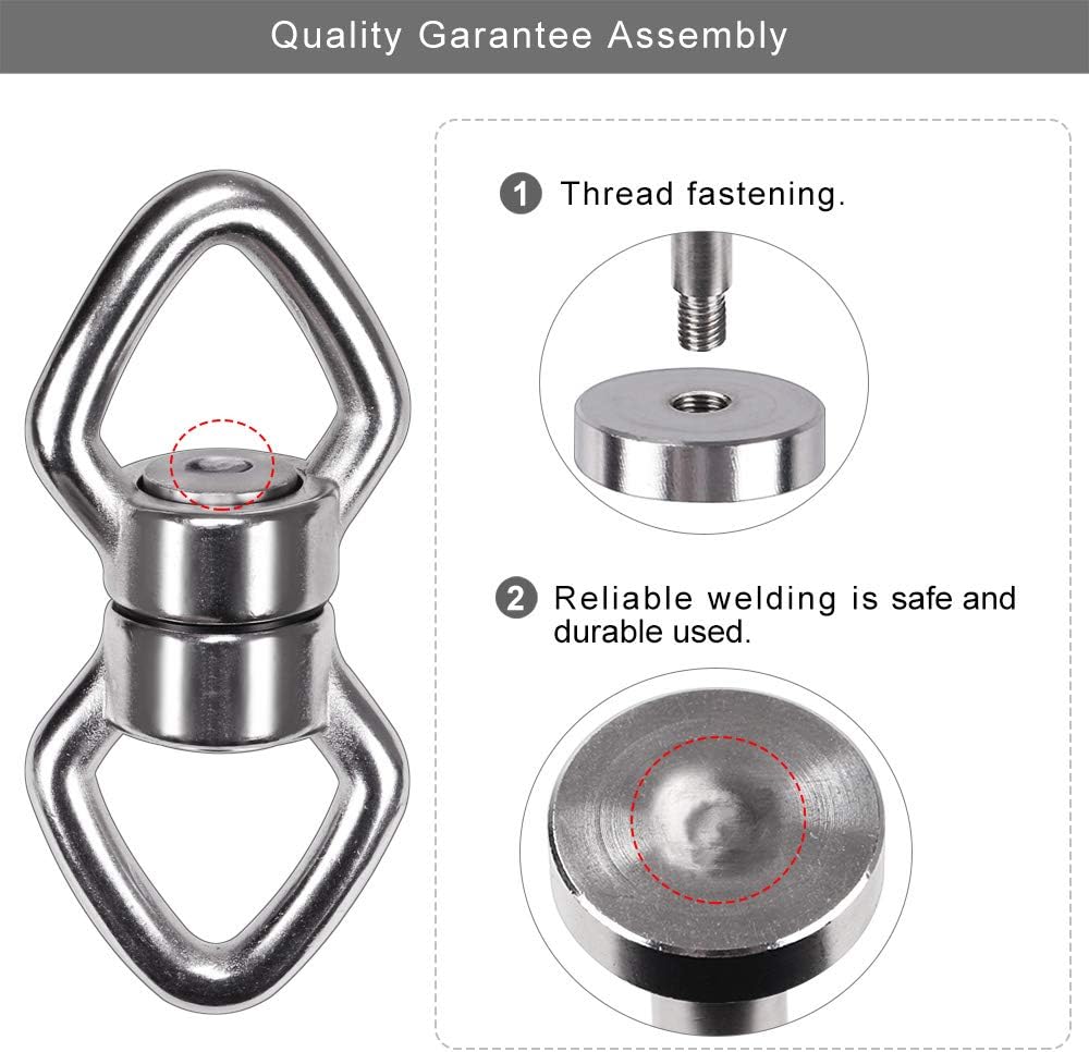 Dual Hanging Rings Hammock Swing Hanger, Swivel Stainless Steel Mounting Bearing Set D Shape Open Loop for Indoor Outdoor Playground Chair Yoga Rope Punching Bag Sandbag
