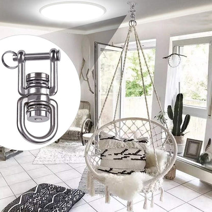 Dual Hanging Rings Hammock Swing Hanger, Swivel Stainless Steel Mounting Bearing Set D Shape Open Loop for Indoor Outdoor Playground Chair Yoga Rope Punching Bag Sandbag