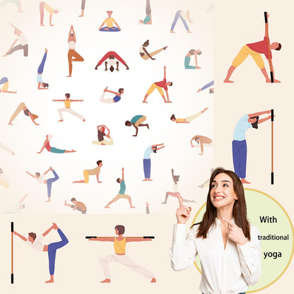 5ft Yoga Stick from Natural Bamboo with Non-Slip Handle-Stretching Stick for Mobility, Flexibility,Exercise,Workout, Physical Therapy,Pilates,Balance Fitness-Access Online Video Guide Without Any Info