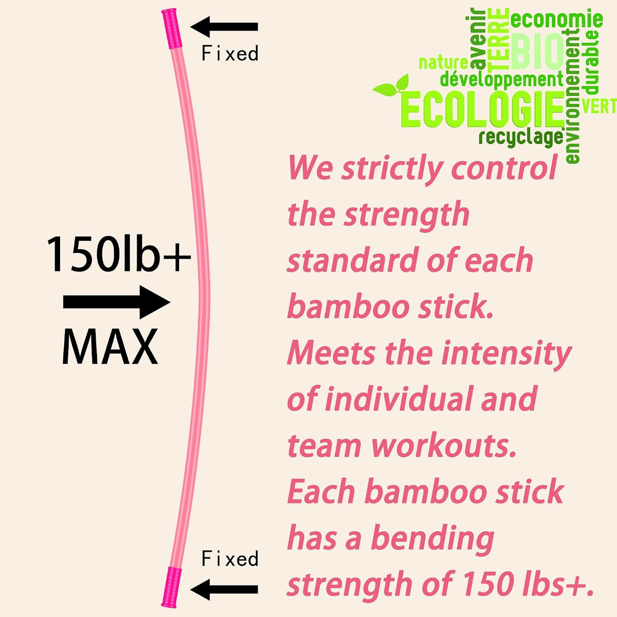 5ft Yoga Stick from Natural Bamboo with Non-Slip Handle-Stretching Stick for Mobility, Flexibility,Exercise,Workout, Physical Therapy,Pilates,Balance Fitness-Access Online Video Guide Without Any Info
