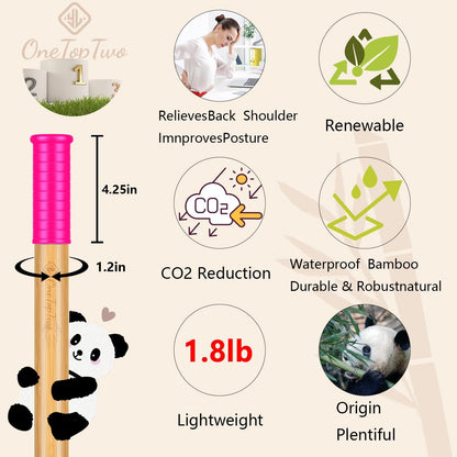5ft Yoga Stick from Natural Bamboo with Non-Slip Handle-Stretching Stick for Mobility, Flexibility,Exercise,Workout, Physical Therapy,Pilates,Balance Fitness-Access Online Video Guide Without Any Info