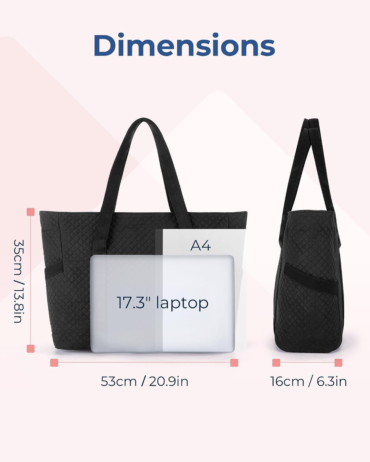 Crush Tote Bag for Women, 20L Puffer Work Tote with Zipper, Travel Essentials Quilted Nurse Hospital Bag