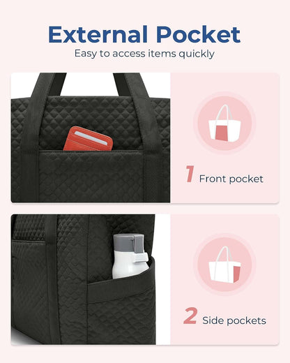 Crush Tote Bag for Women, 20L Puffer Work Tote with Zipper, Travel Essentials Quilted Nurse Hospital Bag