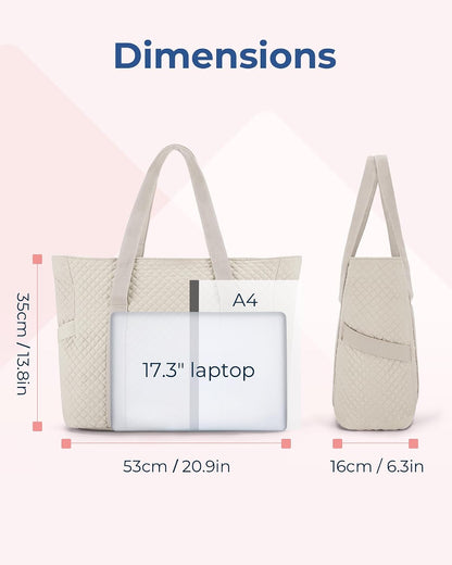 Crush Tote Bag for Women, 20L Puffer Work Tote with Zipper, Travel Essentials Quilted Nurse Hospital Bag