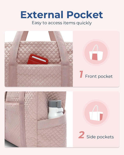 Crush Tote Bag for Women, 20L Puffer Work Tote with Zipper, Travel Essentials Quilted Nurse Hospital Bag