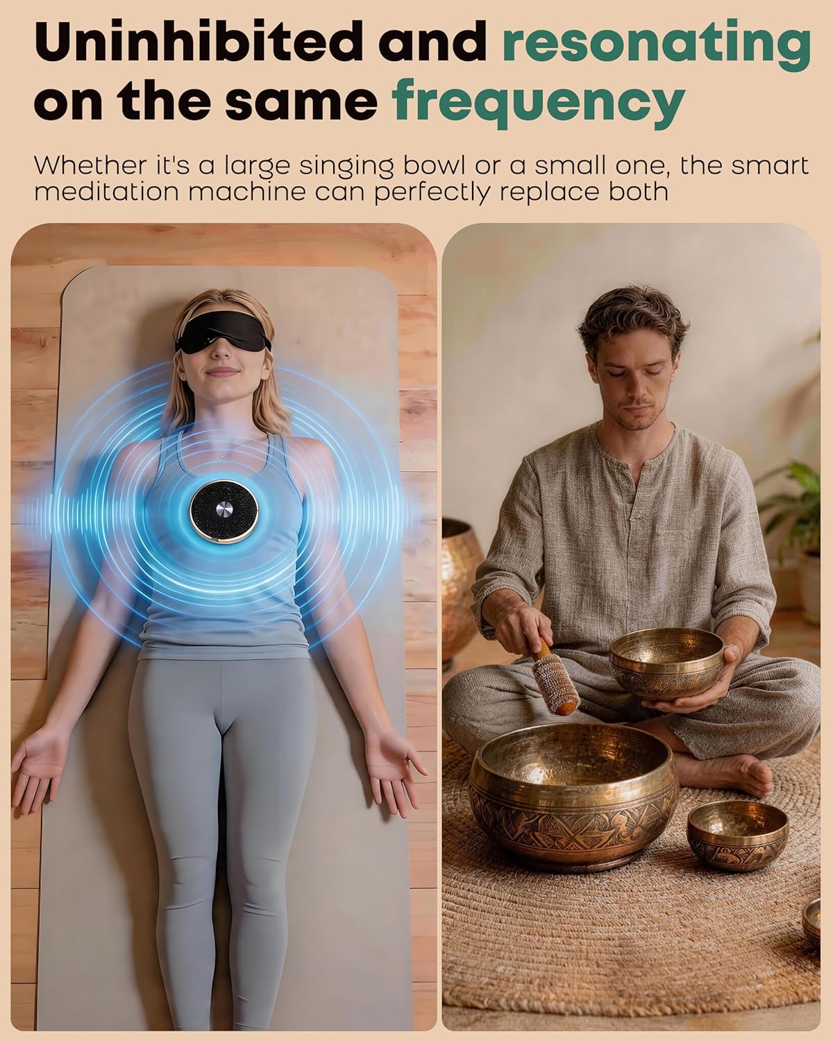 Portable Electronic Tibetan Singing Bowl, 4 Healing Frequencies (417-639Hz)