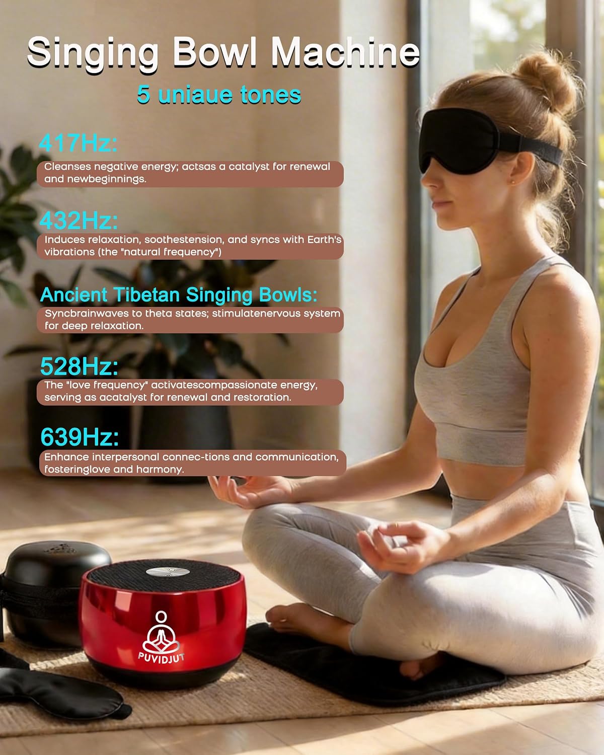 Portable Electronic Tibetan Singing Bowl, 4 Healing Frequencies (417-639Hz)