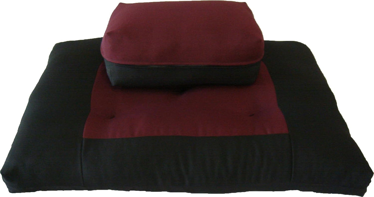 Zabuton Zafu Set, Yoga, Meditation Seat Cushions, Kneeling, Sitting, Supporting Exercise Pratice Zabuton & Zafu Cushions. (Burgundy)