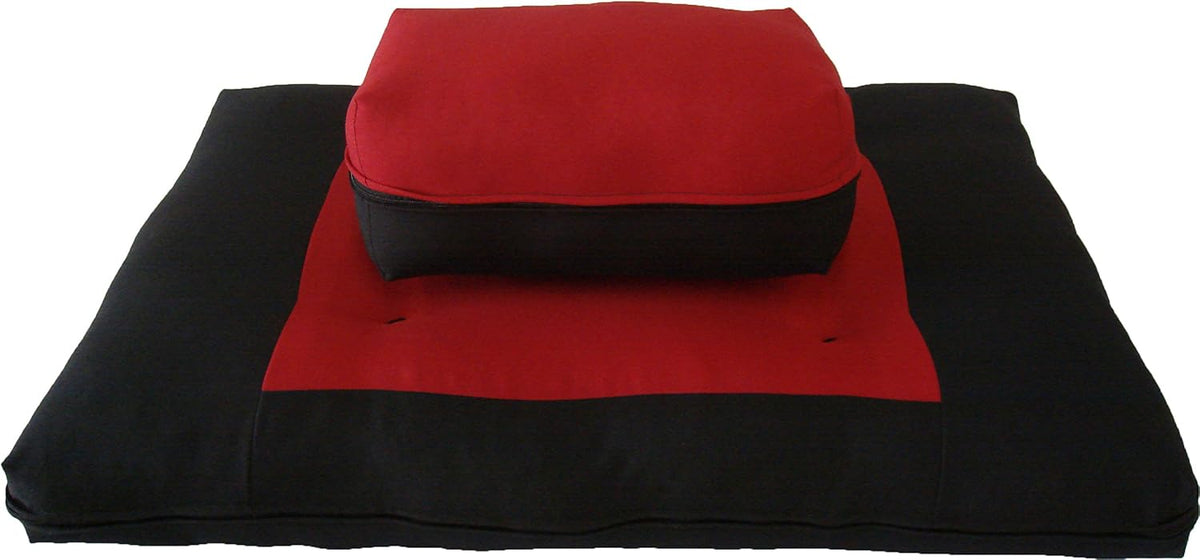 Zabuton Zafu Set, Yoga, Meditation Seat Cushions, Kneeling, Sitting, Supporting Exercise Pratice Zabuton & Zafu Cushions. (Burgundy)