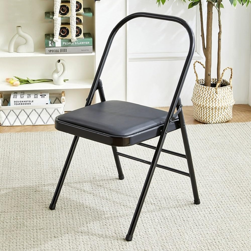 Iyengar Yoga Chair Foldable Yoga Auxiliary Chair Home Yoga Chair Brown Chair Handstand Training Tool, Stable and Durable, Solid Anti-Slip(Black)