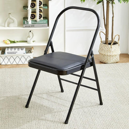Iyengar Yoga Chair Foldable Yoga Auxiliary Chair Home Yoga Chair Brown Chair Handstand Training Tool, Stable and Durable, Solid Anti-Slip(Black)