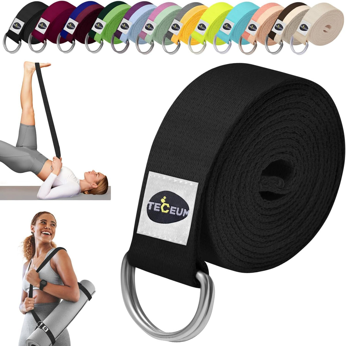 2 IN 1 Yoga & Mat Strap for Stretching – Cotton – 6/8/10 ft