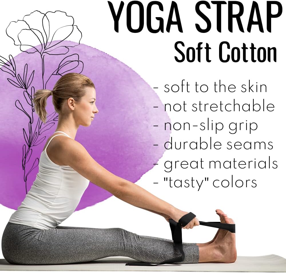 2 IN 1 Yoga & Mat Strap for Stretching – Cotton – 6/8/10 ft