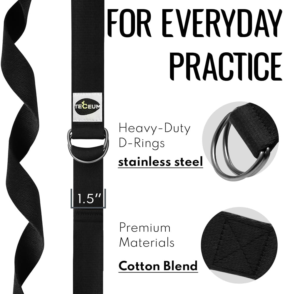 2 IN 1 Yoga & Mat Strap for Stretching – Cotton – 6/8/10 ft