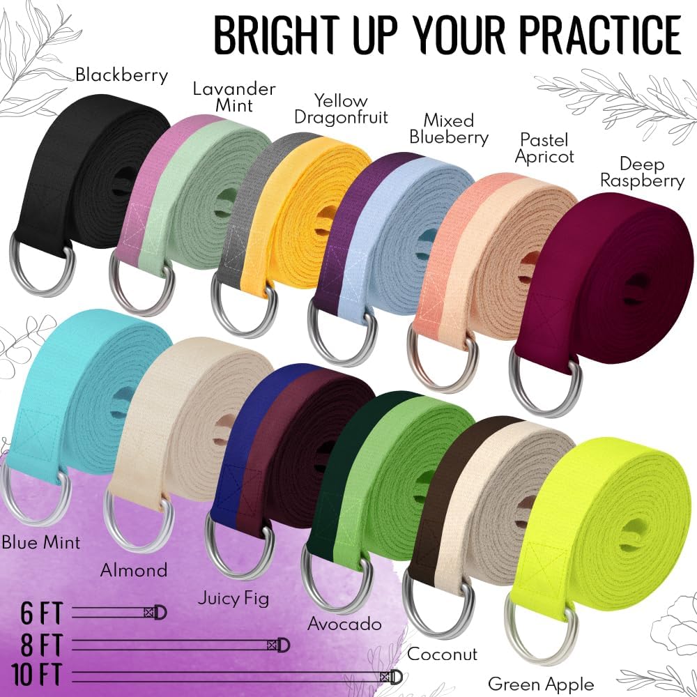 2 IN 1 Yoga & Mat Strap for Stretching – Cotton – 6/8/10 ft