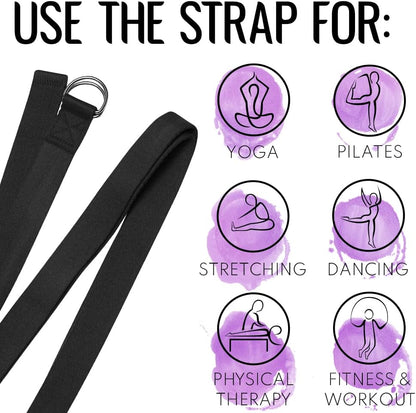 2 IN 1 Yoga & Mat Strap for Stretching – Cotton – 6/8/10 ft