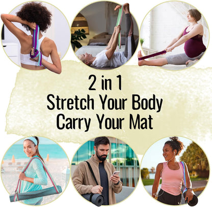 2 IN 1 Yoga & Mat Strap for Stretching – Cotton – 6/8/10 ft