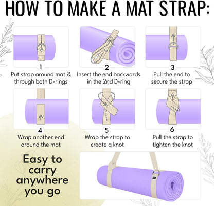 2 IN 1 Yoga & Mat Strap for Stretching – Cotton – 6/8/10 ft