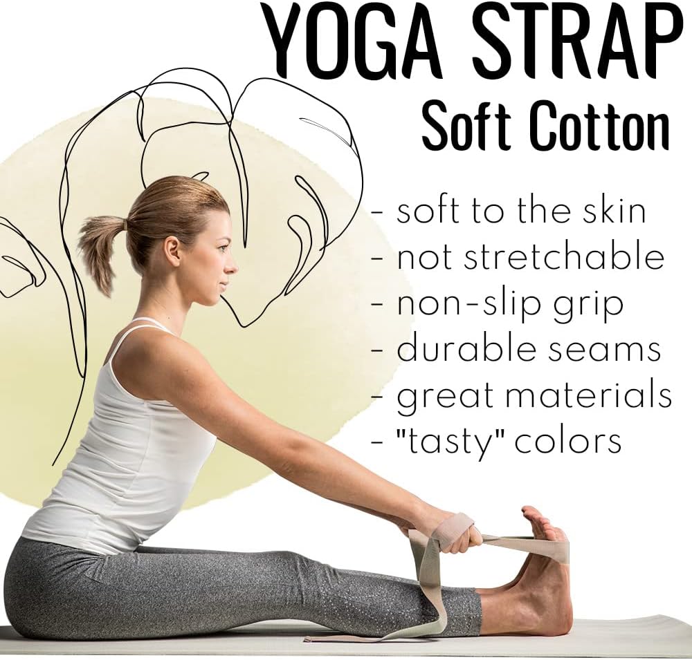 2 IN 1 Yoga & Mat Strap for Stretching – Cotton – 6/8/10 ft